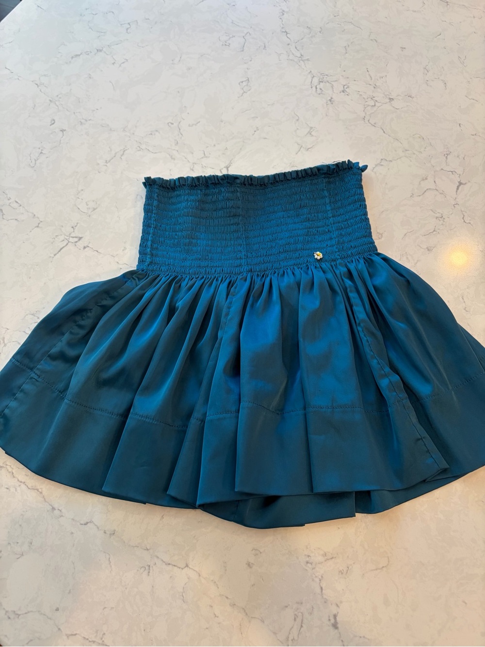 Natural LifeSmocked Waist Teal satin skort